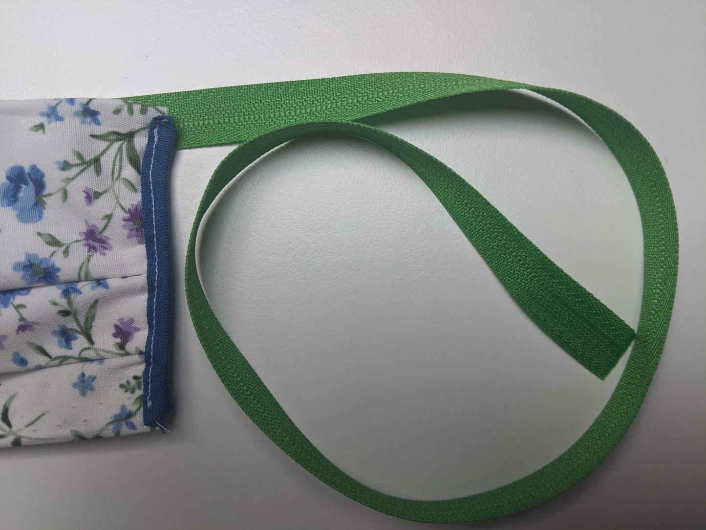 Twill tape for mouth mask bows - green - per meter