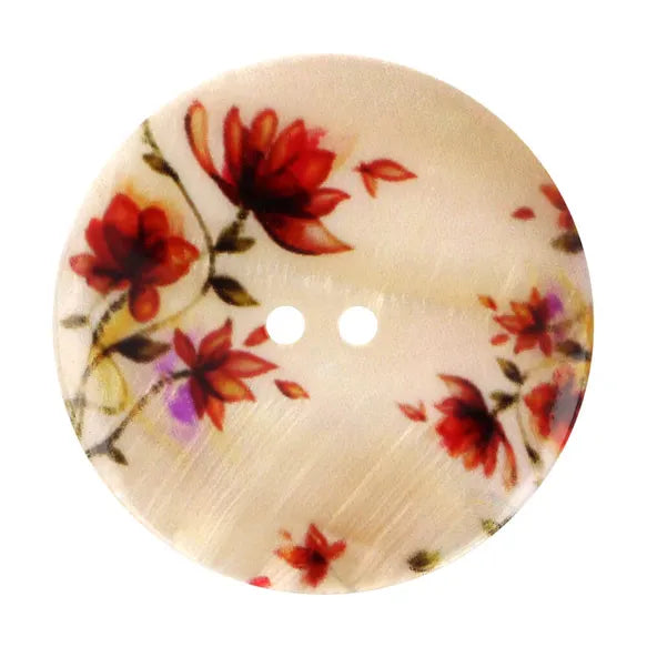 Bouton de nacre imprimé floral